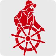 captain at the helm as red illustration