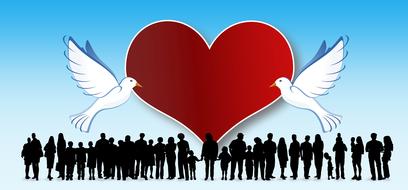 people silhouettes on love banner