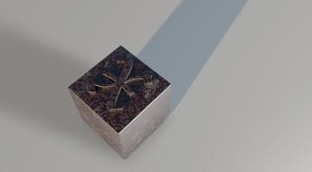 X, Alphabet Letter on metal cube, 3d render
