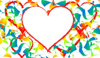 colourful frame in a shape of a heart
