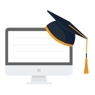 computer learning graduation hat drawing