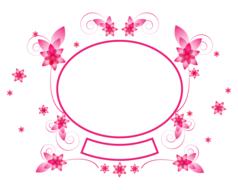 Beautiful, pink and red frame with the flowers, at white background, on clipart