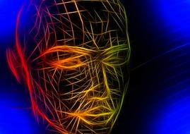 head wireframe face colors drawing