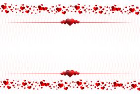 red and white banner, hearts and stripes