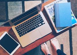 Laptop and tablet on the table