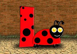 letter i and ladybug in one color