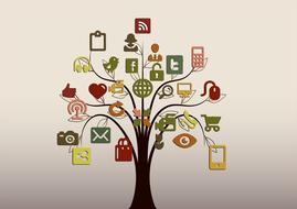 communication icons tree drawing