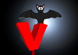 letters v and bat drawing