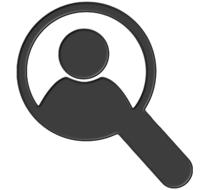 human bust in magnifier glass, icon