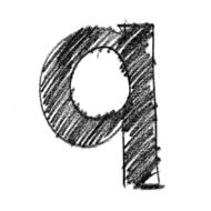 q, lowercase alphabet letter, hand drawing