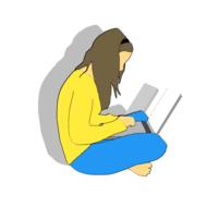 women laptop drawing