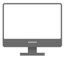 painted gray monitor with white screen