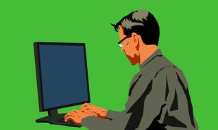man person programmer drawing