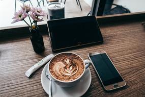 coffee with aromatic foam for a break