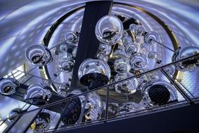 Shiny, chrome balls on the construction, on the 3d model, clipart