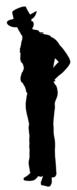 black silhouette of a cowboy with a hatt