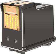 Black ink cartridge for printer, drawing at white background