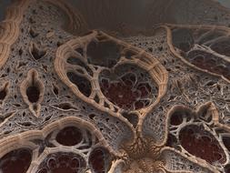 fractal, 3d render, brown organic shapes