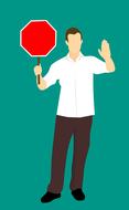 image of a man with a red sign in his hand