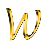 golden shiny letter on white background