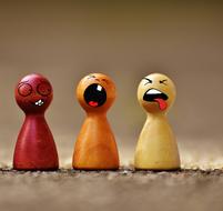 closeup view of play stone smilies funny figures