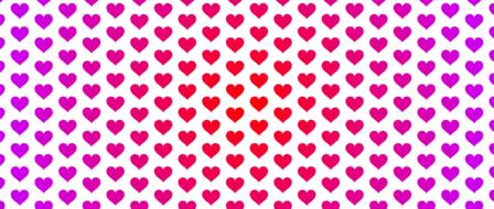 Beautiful background with red, pink and purple, gradient hearts on clipart