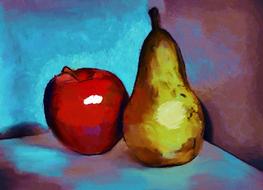 the image of a pear and an apple in a still life