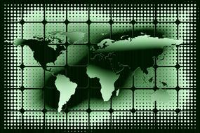 Matrix, drawing, grid with world map