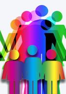 Colorful, gradient figures of the family, at white background, on clipart