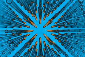 abstract blue desktop with transparent tubes