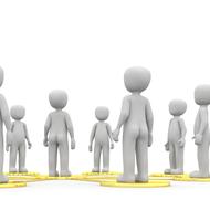 White figures of the people in society at white background on clipart