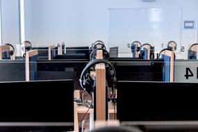 lecture hall with computers close up