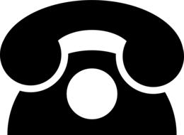 Black icon of telephone, at white background, on clipart