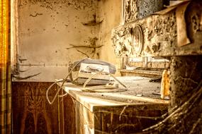 phone in an abandoned place