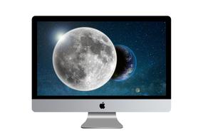 the image of the moon and planet on the monitor screen