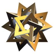 digital art, star made of golden triangles