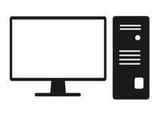 computer, monitor and system box, drawing