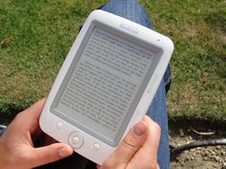 read an e-book on the lawn