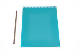 blue Notebook and brown Pen drawing