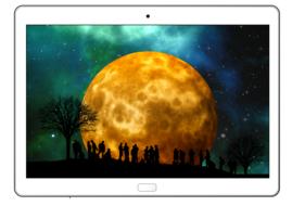 clipart of tablet tree moon human group