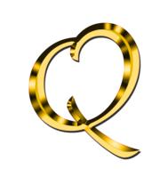 golden letter q on white