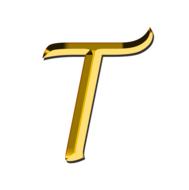 T, golden alphabet letter