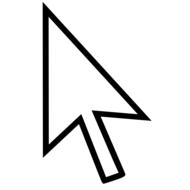 White arrow with black outline, at white background, on clipart