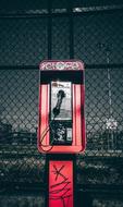 red street payphone in Philadelphia