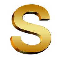 golden letter s on white