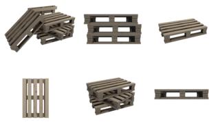 wooden pallets on white background