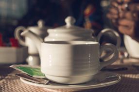 cup and saucer on the table