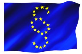 yellow stars in paragraph sign on blue flag, european law