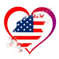 flag united states in heart love shape