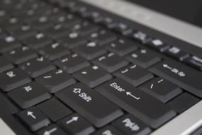 black keyboard buttons, close-up